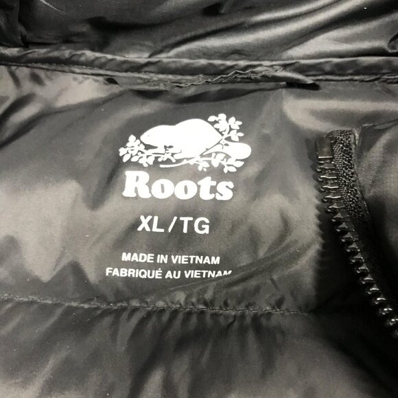 Roots Puffer Jacket Mens XL Black Gray Camo Hooded 700 Fill Down Anorak Half Zip - Picture 3 of 12